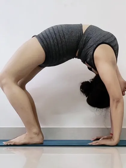 Chakrasana, or Wheel Pose, is an advanced backbend that dramatically increases spinal flexibility and strengthens the entire back. We build up to this pose safely and step by step.
