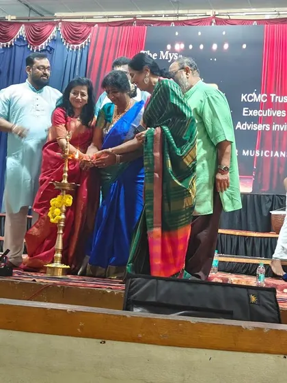 Participating in the lamp lighting ceremony to inaugurate KCMC's Vasudevacharya's day in Mysore. The enthusiasm of all the musicians participating was truly inspiring.