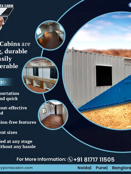 This graphic highlights the core benefits of our porta cabins. They are strong, durable, easily transferable, and can be modified at any stage to suit your changing requirements.