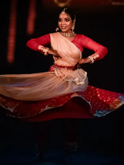 The graceful twirl of a Kathak dancer during the Nrityabhaanu festival. The energy and fluidity of this dance form are captivating.