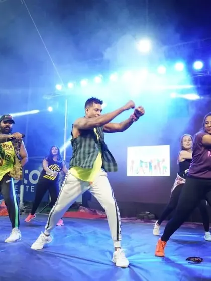 A shot from the first-ever Nilambur Zumba Masterclass. Bringing this level of energy to a new place and seeing the joy on everyone's faces was a dream come true.