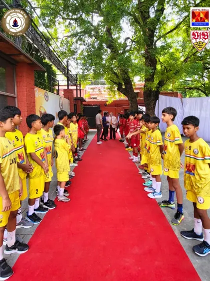 Our young players forming a guard of honor to welcome the guests on National Sports Day. Discipline and respect are core values at Sudeva.