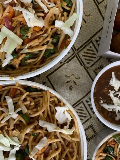 Another view of the Hakka Noodles and Manchurian order.