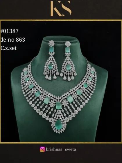 The same C.Z. set, available in a beautiful mint green color.