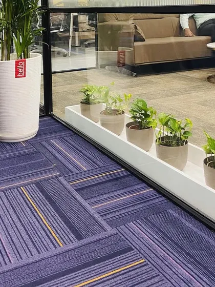A closer look at the small Pothos plants, which are low-maintenance and ideal for office environments. Their placement by the window provides them with ample light.
