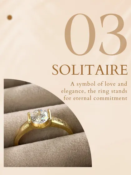 The classic solitaire diamond ring, a symbol of love and eternal commitment. This simple, elegant design stands for a promise that is meant to last forever.