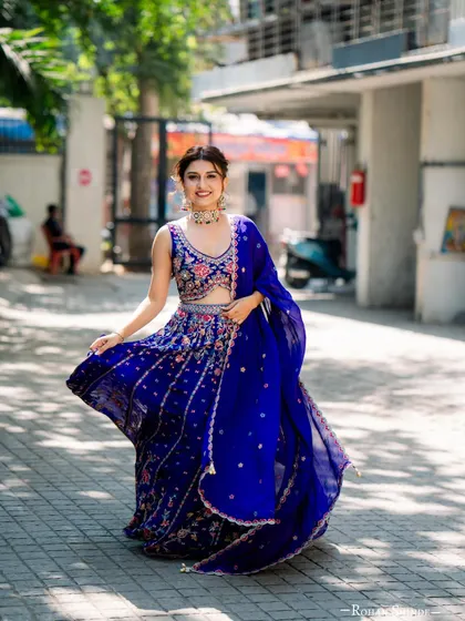 A full-length shot of this gorgeous client. Renting an outfit like this means you get a spectacular look for your event without the long-term commitment.