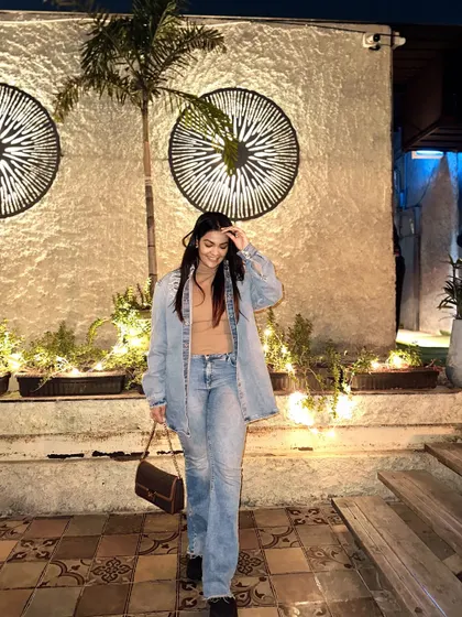 The Canadian tuxedo is a classic for a reason. This relaxed version is perfect for a casual night out.