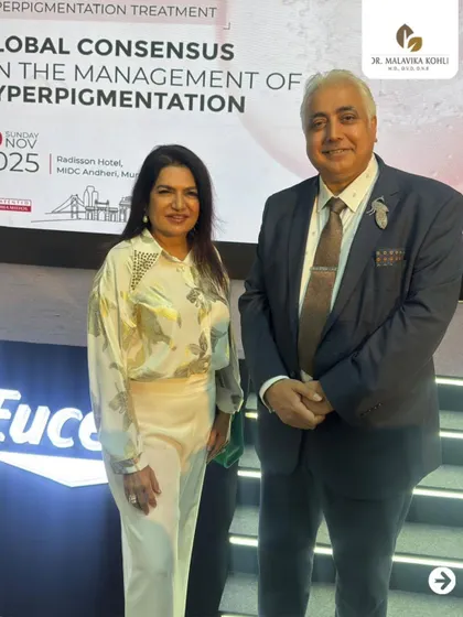 With a distinguished colleague at the Eucerin event. These collaborations are vital for synthesizing our knowledge and ensuring that cutting-edge, effective solutions for pigmentation reach every patient.