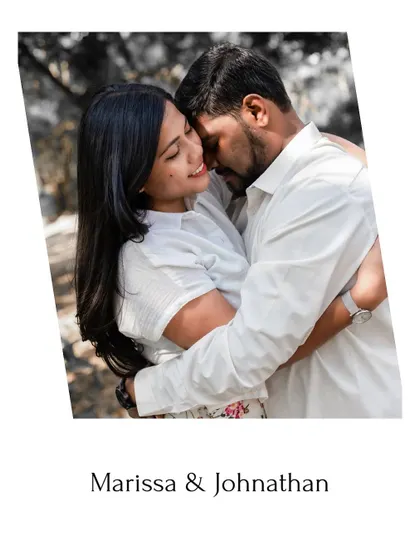 An intimate embrace in a sun-dappled park. This portrait focuses on the couple's close bond and the quiet joy they share.