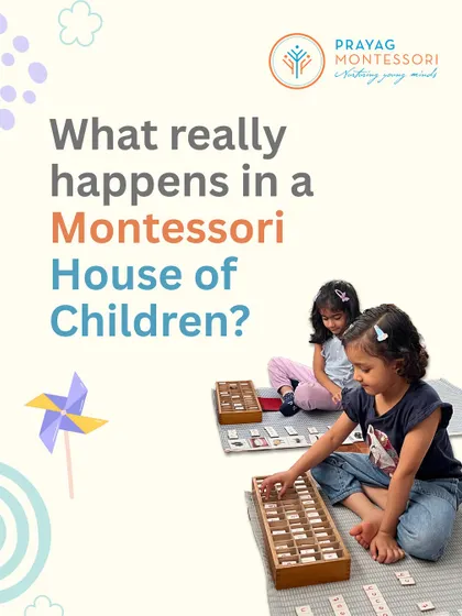What really happens in a Montessori House of Children? This image shows children deeply engaged in their work, a hallmark of our approach.
