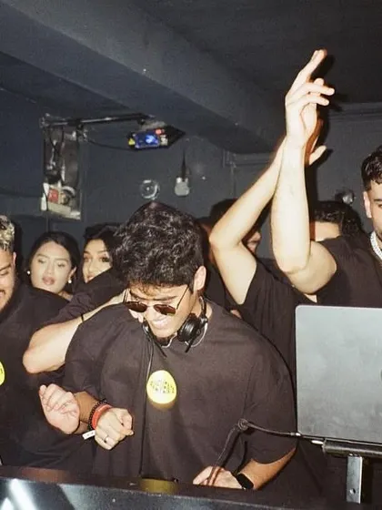 A shot from a packed weekend gig. You can feel the energy of the room, with everyone locked into the groove.