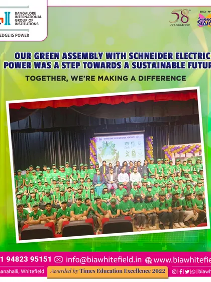 Our students and staff gather for the Green Assembly with Schneider Electric Power, united in our commitment to a sustainable future.