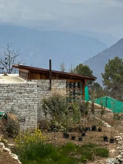 As gentle rains move in, we prepare for the landscape implementation at our Uttarakhand project. The design, created with our collaborators, uses native plants and shrubs to blend the home's footprint seamlessly with the surrounding agrarian terraces and forests.