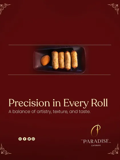 Precision in every roll. These crispy appetizers are crafted for a perfect balance of texture and taste, served with a complementary dipping sauce.