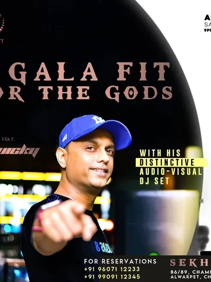 The official poster for my gig at Sekhmet, Chennai. Billed as "A Gala Fit For The Gods," it featured my distinctive audio-visual DJ set.