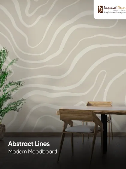 Abstract lines are a key part of a modern moodboard. This wallpaper uses gentle, flowing lines to create a sense of movement and artistry on the wall, perfect for a contemporary dining area.