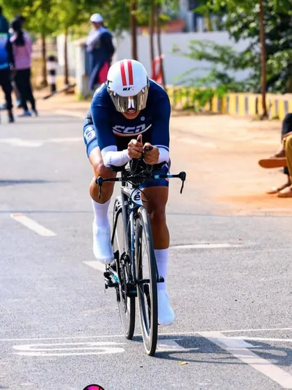 A front view of me in the aero position during a time trial. This is where races are won and lost.