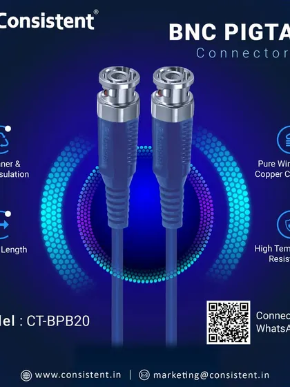This BNC Pigtail Connector is designed for superior performance in CCTV systems. It features a pure wire grade copper conductor and high-temperature resistance, ensuring a durable and reliable video signal transmission.