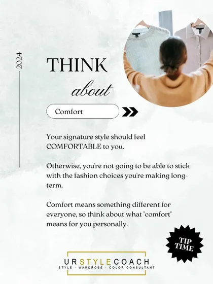 This carousel breaks down my four essential tips for finding your signature style. It's a journey of self-expression that starts with exploring aesthetics and experimenting with what makes you feel comfortable and confident.