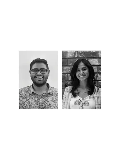 A combined portrait of Ar. Rahul Sabnis and Ar. Durga Pavamana, two of our project heads.