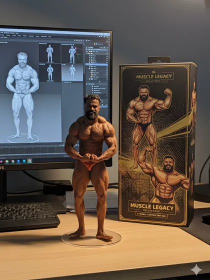 Another custom action figure, this one in a classic 'Muscle Legacy' pose. It's humbling to see my hard work immortalized in this way.