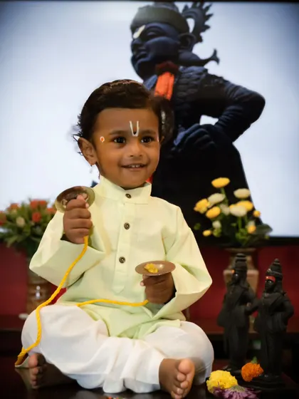 Themed shoots for kids are so much fun. For Ashadi Ekadashi, we styled this little one as a 'Chota Varkari', complete with traditional attire and props, resulting in a unique and culturally rich portrait.