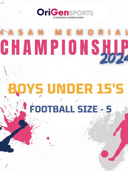 An informational graphic specifying the use of a size 5 football for the Boys U15 category.