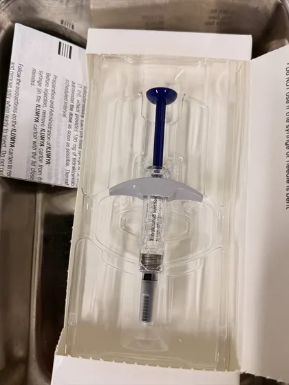 This is Tildrakizumab, a next-generation IL-23 inhibitor for psoriasis. We were proud to administer the first dose in India at my clinic. It offers long-lasting remission with only four injections a year, prioritizing efficacy, safety, and patient quality of life.