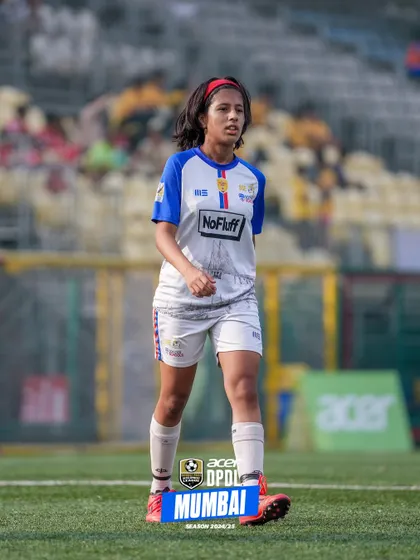 A player from our girls' team in action during a DPDL Mumbai league match. We field teams across all age categories to ensure a continuous development pathway.