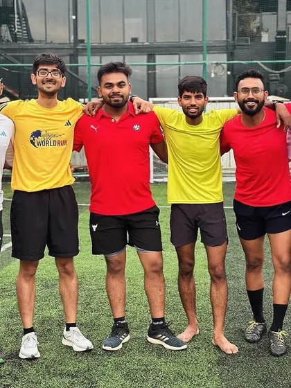 A group of friends and teammates after our 'Move for the Planet' soccer game. It's all about having fun while contributing to a cause.