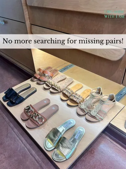 No more searching for missing pairs. This pull-out shoe shelf provides a clean and accessible way to store flat sandals, keeping them organized and easy to grab.