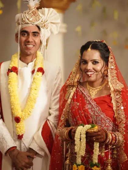A beautiful portrait of Nikita and Pranav on their wedding day. Their story is a wonderful example of how shared spiritual practices can form the foundation for a strong and joyful marriage.