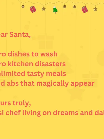 A letter to Santa asking for zero dishes, unlimited tasty meals, and magic abs. Your Santa is just a subscription away!
