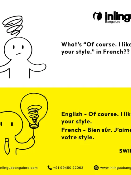 A repeated graphic teaching a complimentary phrase in French, part of a series designed to provide quick, useful vocabulary.