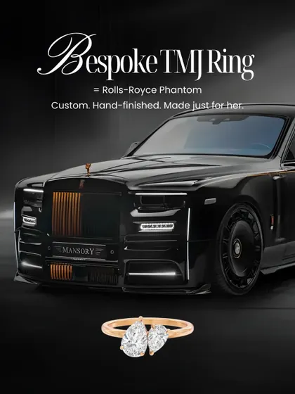 For a love that is one of a kind, I offer bespoke ring design, the Rolls-Royce Phantom of jewellery. This custom, hand-finished 'Toi et Moi' ring, featuring two pear-shaped diamonds, was made just for her.