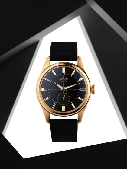 A different take on the geometric framing concept. This shot provides a clearer, more direct view of the Argos watch while still using the black-and-white shapes to create a strong, graphic composition.