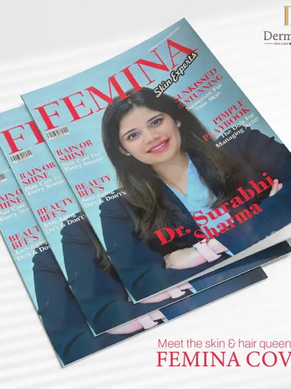 We are proud to see our own Dr. Surabhi Sharma featured on the cover of Femina Magazine. This graphic celebrates her recognition as a leading skin and hair expert.