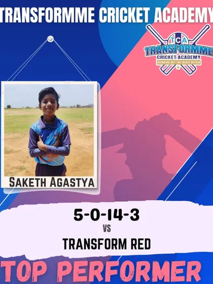 Saketh Agastya, recognized for taking 3 wickets in an internal development match during summer camp.