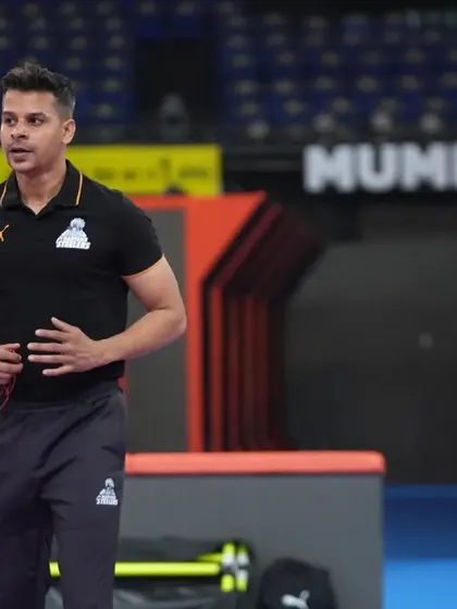 On the mat in Mumbai. The arena is empty now, but the preparation is in full swing for the upcoming match.