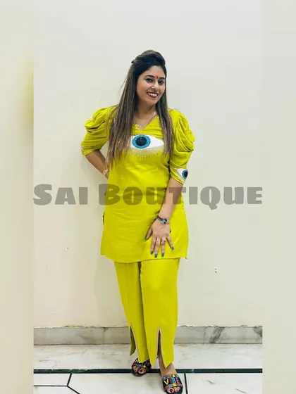 Another view of my fun and quirky lime green Rakhi outfit with the evil eye motif. It's all about expressing your personality through your clothes.