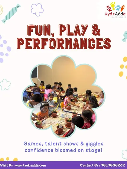 This graphic celebrates the fun, play, and performances that are central to our camp experience, helping children build confidence on and off the stage.