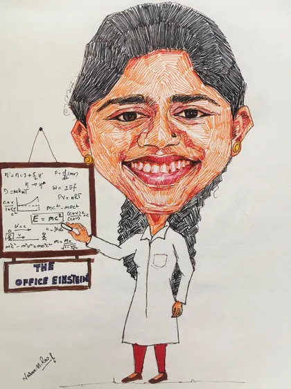 This is an example of my pen-on-paper caricatures, created for a corporate client to recognize their "Office Einstein." My unique hatch-line style gives it a classic, hand-drawn feel, and I can create these in bulk for team awards or events.