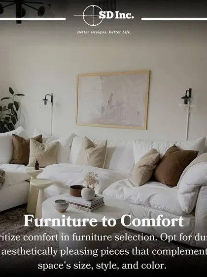 A tip for decorating your apartment: prioritize comfort in furniture selection. Opt for pieces that are both durable and aesthetically pleasing, complementing the room's style and color.