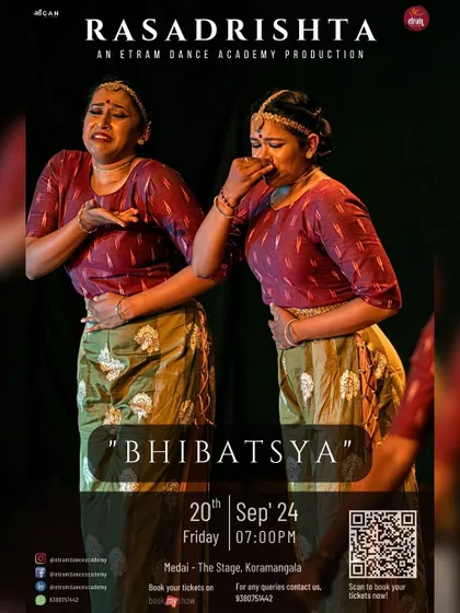 The 'Bhibatsya' rasa, or the emotion of disgust, is portrayed with raw intensity in this poster for our 'Rasadrishta' show.