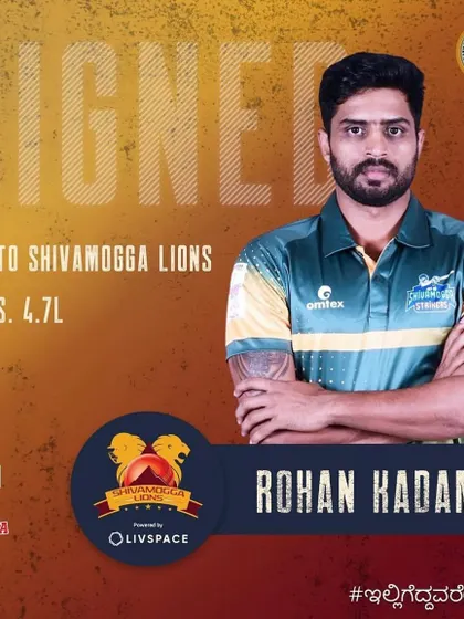 Another one of our athletes, Rohan Kadam, signed to the Shivamogga Lions. We wish him the best for the season.