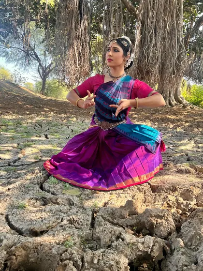 This is from a performance piece exploring Sangam-era poetry, set against the stark, cracked earth of Bhilwara, Rajasthan. I believe dance can give life to ancient texts, and here, the 'Palai' or desolate landscape described in the poem becomes a physical stage, showing how we can use Bharatanatyam to connect with history and emotion across centuries.