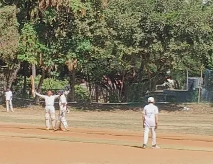 A shot from the field during Arnav's double century innings in a U14 practice match.