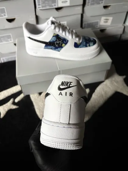 A heel view of the galaxy custom sneaker.
