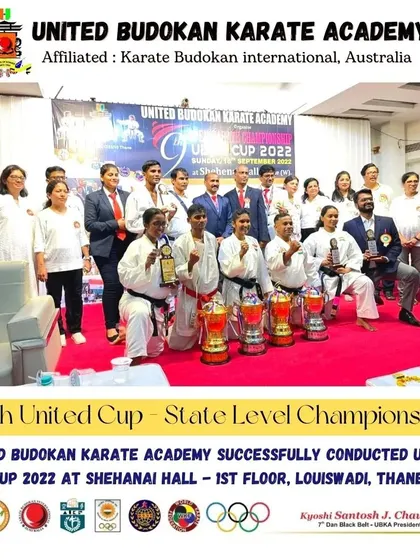 The victorious team and organizers of the 9th United Cup State Level Championship. This image captures the successful conclusion of the event, with our senior members and winners holding their well-deserved trophies.
